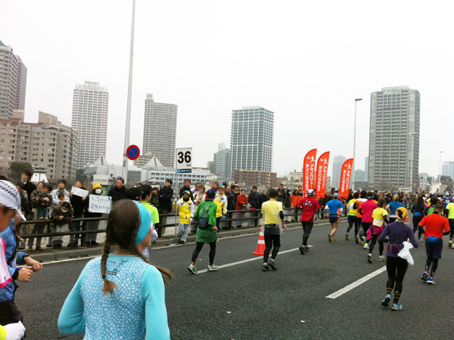 36km地点の隅田川の真上